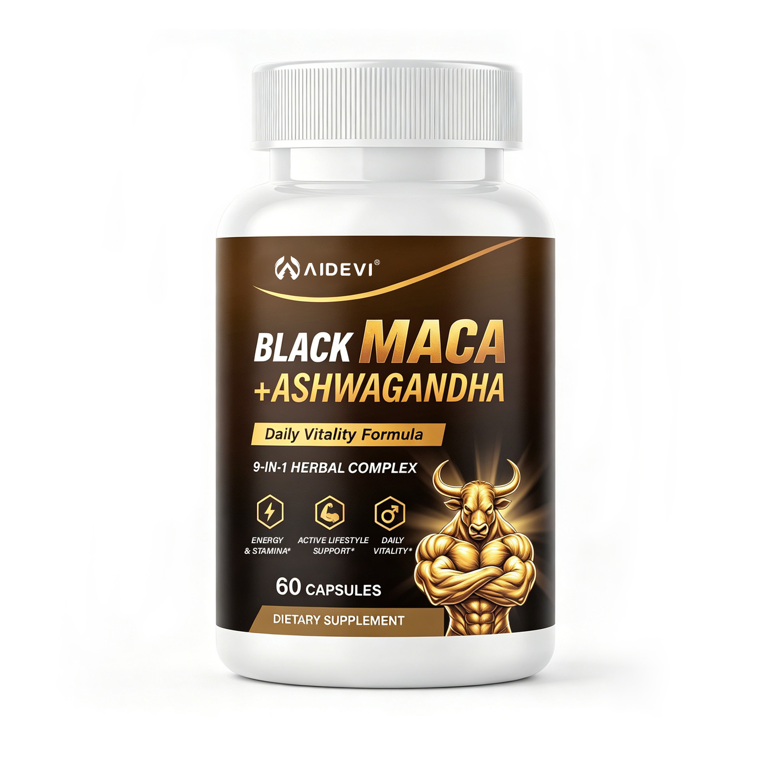 AIDEVI Black Maca + Ashwagandha | Male Energy & Vitality Support